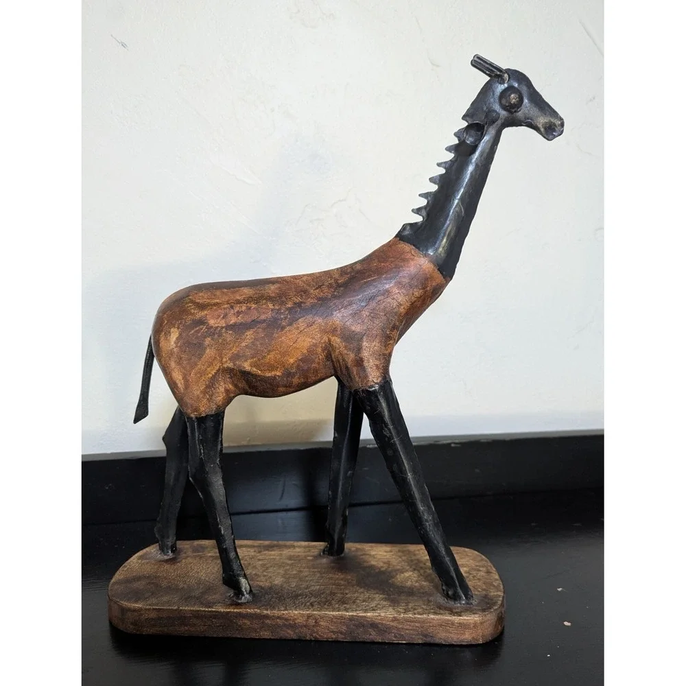 Vintage Charles Marcak Llama Metal and Hand Carved‎ Wood 12 x 16